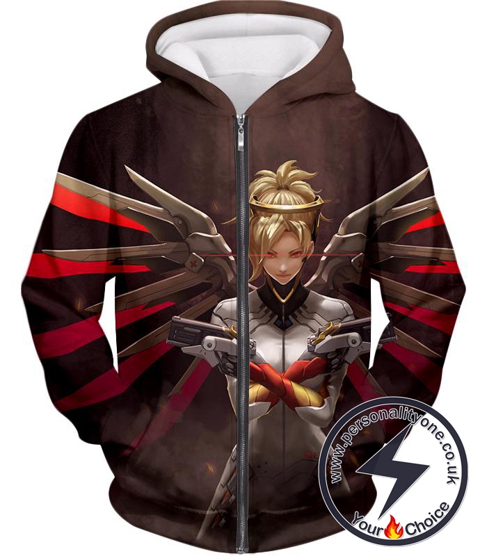 Overwatch Beautiful Team Support Mercy Zip Up Hoodie